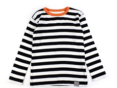 Mads Nørgaard ecru/black/orange striped t-shirt Tobino